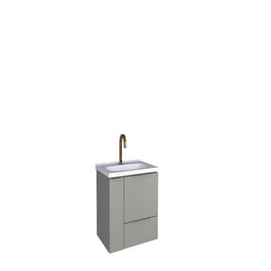 Gabinete Para Banheiro em Aço Com Lavatório Cinza Caqui Cozimax
