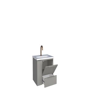 Gabinete Para Banheiro em Aço Com Lavatório Cinza Caqui Cozimax