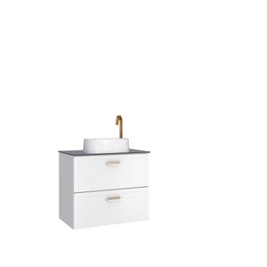 Gabinete Para Banheiro em Aço Com Tampo de Vidro Temperado Branco Odin Cozimax