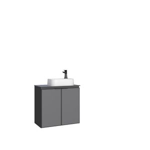 Gabinete Para Banheiro em Aço Com Tampo de Vidro Preto Umbu Cozimax