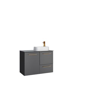 Gabinete Para Banheiro em Aço Com Tampo de Vidro Temperado Preto Jambo Cozimax