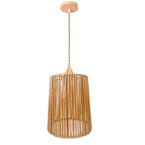Pendente Bambu Flores 18CM Bege Bivolt - Gmh
