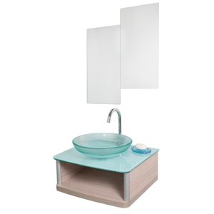 Kit Gabinete com Espelho Wood Cut Bege 45X50CM - Crismetal