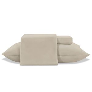 Lençol Toque De Seda Liso Jg Casal 4pcs Bege Jolitex