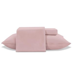 Lençol Toque De Seda Liso Jg Queen 4pcs Rose Jolitex