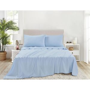 Lençol Toque De Seda Liso Jg King 4pcs Azul Jolitex