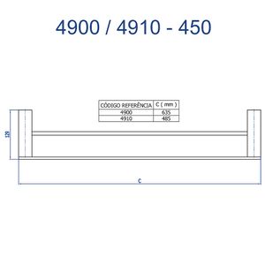 Porta Toalha Reto Duplo Longo C-450 4900 Fani
