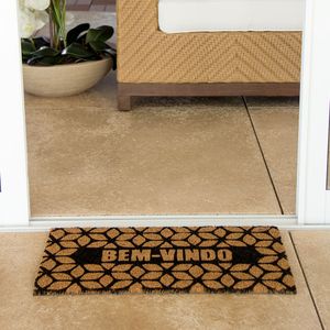 Capacho Em Formato Retângular 60x33Cm Com Superfície Em Fibra De Coco  E Base PVC Formas Geométricas Uzoo