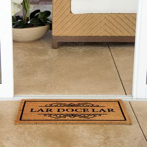 Capacho Em Formato Retângular 70x33Cm slim Com Superfície Em Fibra De Coco  E Base PVC Lar Doce Lar Uzoo