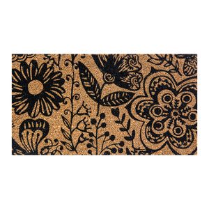 Capacho Em Formato Retângular 60x33Cm Com Superfície Em Fibra De Coco  E Base PVC Folhas de Outono Uzoo