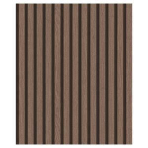 Papel De Parede Unique Un5067 Ripado Bege com Preto Rolo Fechado de 53cm x 10mts Edantex