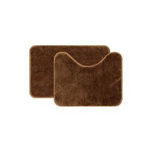 Jogo De Tapetes Para Banheiro Em Microfibra Soft Color 60X40/50X40CM Marrom Uzoo
