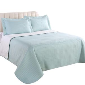 Kit Colcha Casal Lisa 3 Peças Duo Grid Menta Sultan