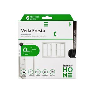 Veda Frestas Adesivo Modelo P Preto com 6 metros Stamaco