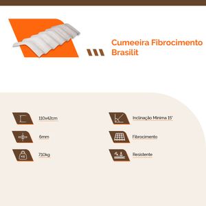 Cumeeira em Fibrocimento 15 110X42CM 6MM - Brasilit