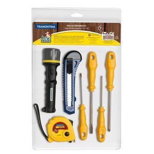 Kit de Ferramentas com Trena Lanterna Estilete e Chaves de Fenda 7 peças Tramontina