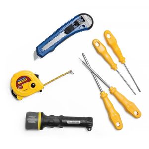 Kit de Ferramentas com Trena Lanterna Estilete e Chaves de Fenda 7 peças Tramontina