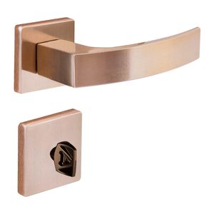 Fechadura Aliança Quadratta curva roseta banheiro 4203 bronze latonado
