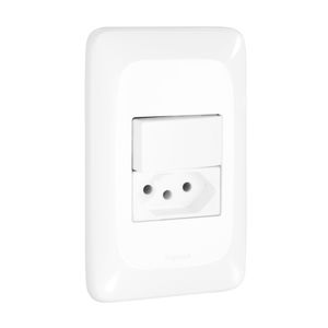 Interruptor Bipolar Pial PoP 10A 4x2 Conjunto Suporte e Placa Branca