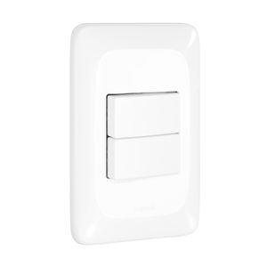 2 Interruptores Simples Pial PoP 4x2 Conjunto Suporte e Placa Branca
