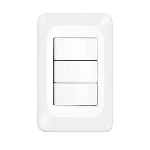 3 Interruptores Simples Pial PoP 4x2 Conjunto Suporte e Placa Branca