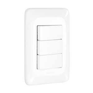 3 Interruptores Simples Pial PoP 4x2 Conjunto Suporte e Placa Branca