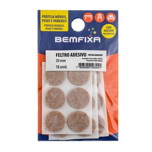 Feltro Adesivo Bemfixa Redondo Marrom 20 Mm