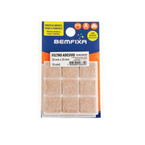 Feltro Adesivo Bemfixa Quadrado Marrom 20X20 Mm