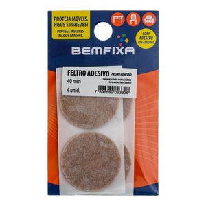 Feltro Adesivo Bemfixa Redondo Marrom 40 Mm