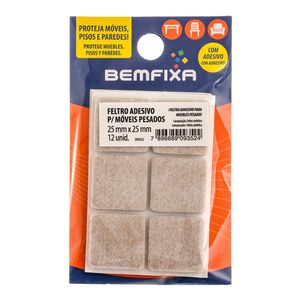 Feltro Adesivo Bemfixa Quadrado Bege Moveis Pesados 25X25Mm