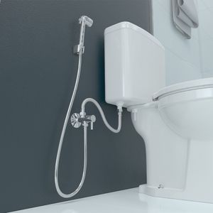 Kit Ducha Luxo Blukit Cr. C/ Crivo Cr. E Reg.Desviador 1/4 De Volta Abs Cr. C/ Flex Inox 120Cm