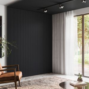Acabamento Lateral para Painel Ripado em MDF com 2 Peças Preto Fosco Black 15MM 2,65MT - Linea