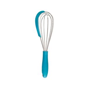 Batedor De Ovos Com Raspador Em Silicone Azul - Oikos