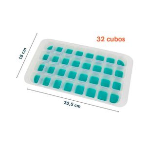 Forma De Gelo Em Plástico E Silicone Para 32 Cubos Verde - Oikos
