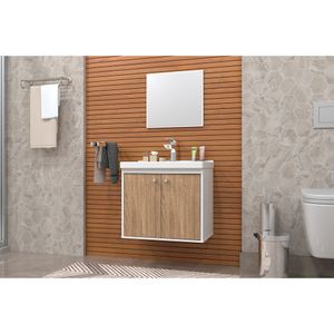 Kit gabinete CeRocha Aster com espelheira 51Cm Branco/Berlin