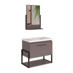Gabinete Para Banheiro MGM Metalô 60cm Titanium