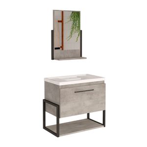 Gabinete Para Banheiro MGM Metalô 60cm Cimento