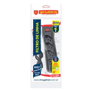 Filtro De Linha Megatron 04 Tomadas 1M Preto