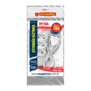 Extensão Megatron Paralelo 03 Tomadas 1,5M 220V Branca