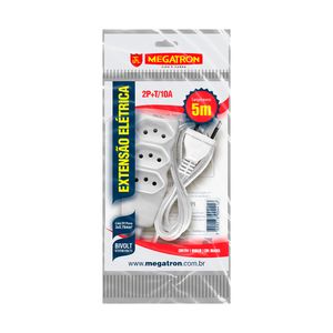Extensão Megatron 2P + T 220V 5M Branca