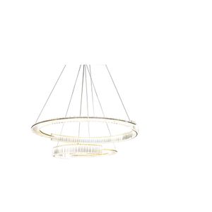 Pendente Led Cristal Duplo Db016Gd 3 Em 1  Sofisticação E Versatilidade Com Iluminação Ajustável Para Ambientes Elegantes Fortec