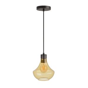 Pendente Vidro Liso Verbena Ambar 1XE27 Preto - Blumenau