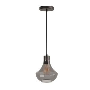 Pendente Vidro Liso Verbena Fumê 1XE27 Preto - Blumenau