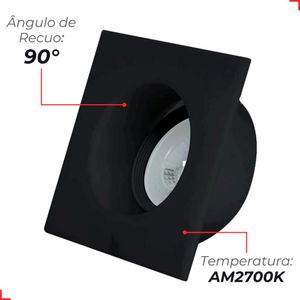 Spot LED de Embutir Quadrado Comfort Pf 5W Luz Amarela 2700K Bivolt - 908835056 - Avant