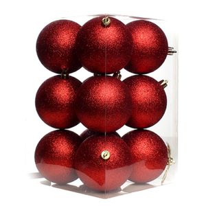 Jogo de Bolas de Natal Vermelhas com Glitter 8 cm 12 Peças Miro