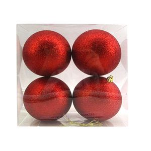 Jogo de Bolas de Natal Vermelhas com Glitter 4 Peças Miro