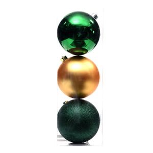 Jogo de Bolas de Natal Verdes e Dourada 3 Peças Miro