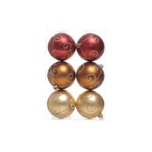 Jogo de Bolas de Natal Vermelhas e Douradas 7 cm 6 Peças Miro