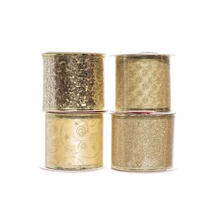 Fitas Decorativas Natalinas Douradas Sortidas 10Mx6Cm Miro