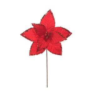 Flor Decorativa Natalina Poinsetia Vermelha 30Cm Miro